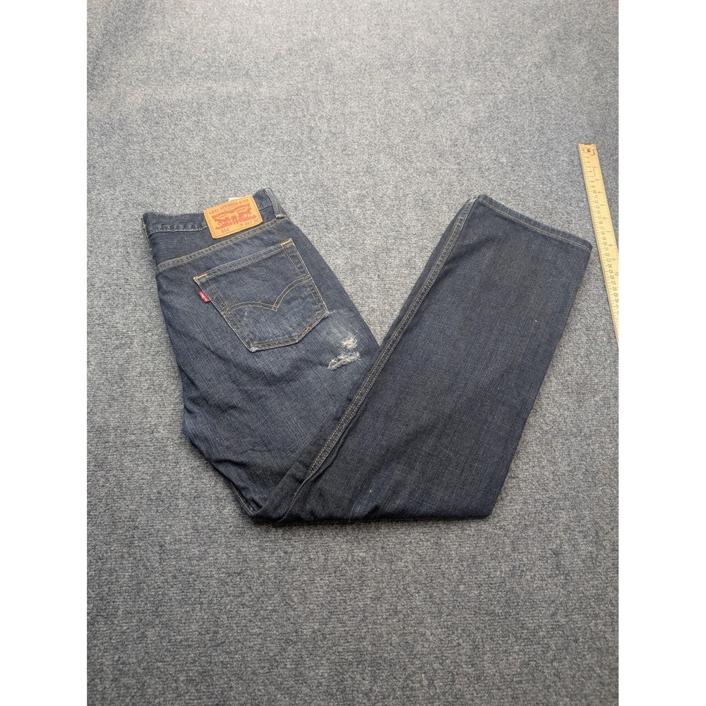 Levis 514 Jeans Mens 35x30 Blue‎ Straight Fit Distressed Denim Tear Casual Pants